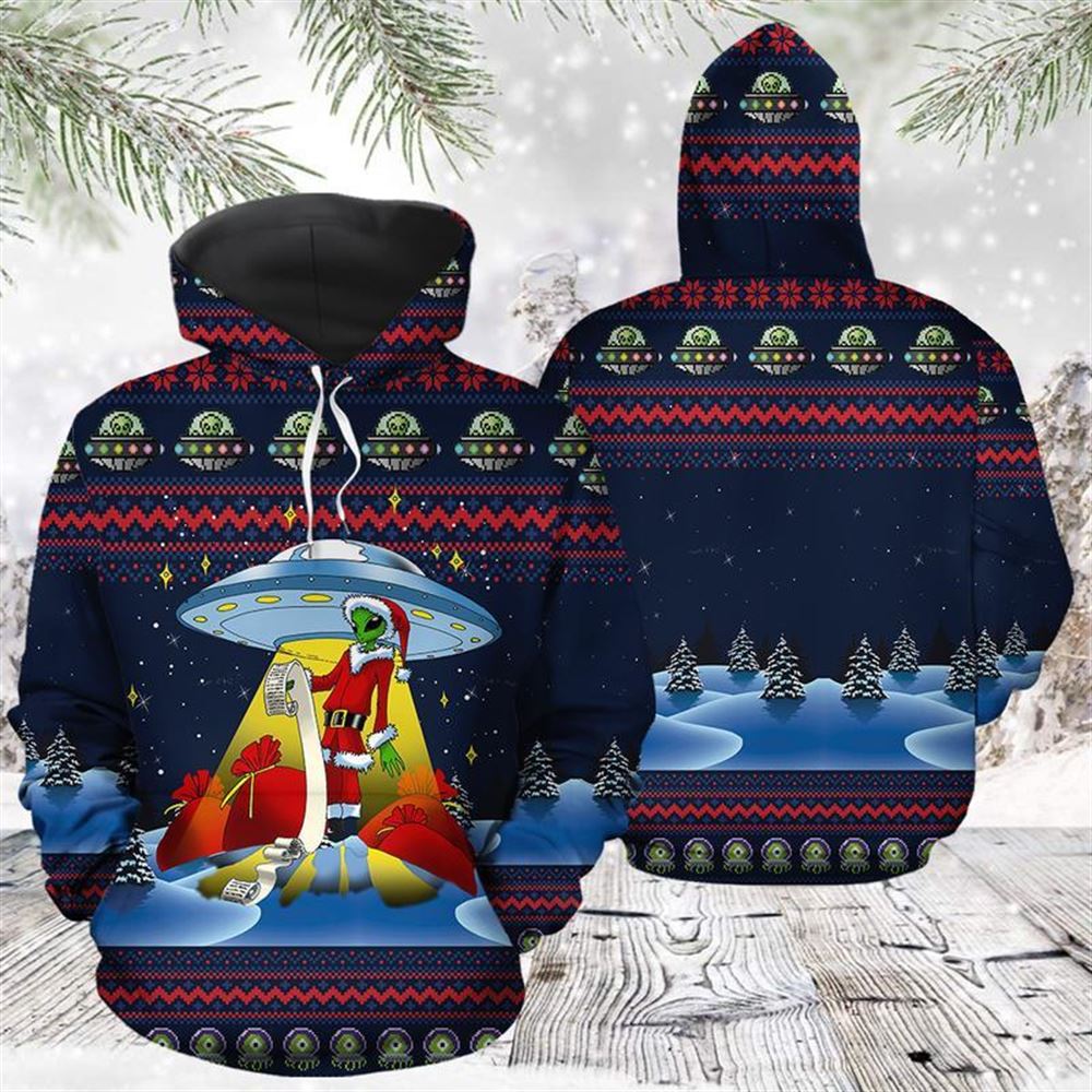 Alien Christmas All Over Print 3D Hoodie For Men And Women, Christmas Gift, Warm Winter Clothes, Best Outfit Christmas