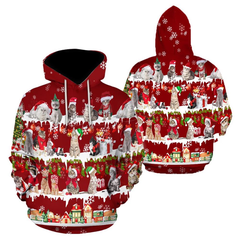 All Cat Breeds Christmas All Over Print 3D Hoodie For Men And Women, Best Gift For Cat lovers, Best Outfit Christmas