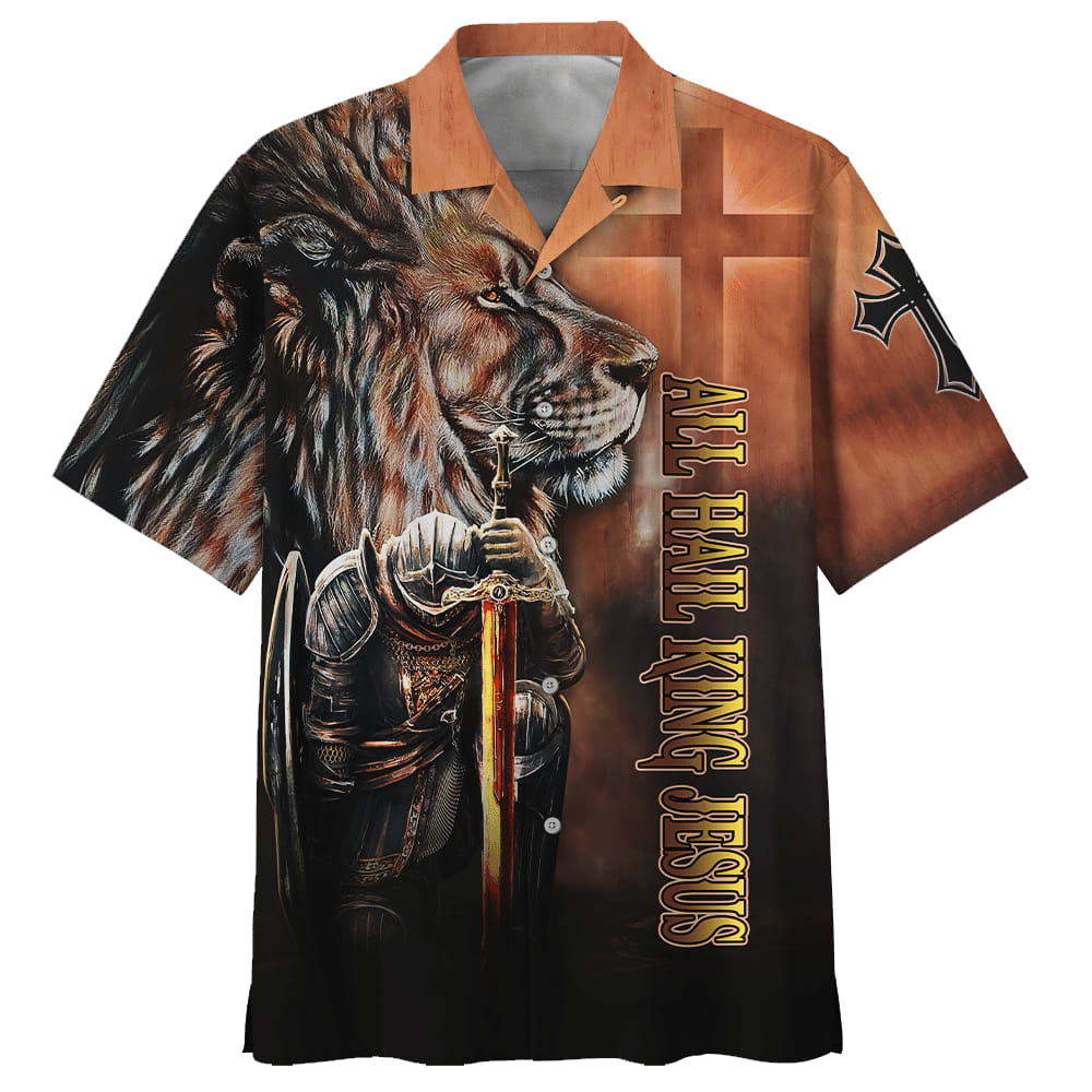All Hail King Jesus And Lion Hawaiian Shirt - Best Hawaiian Shirts - Christian Hawaiian Shirt