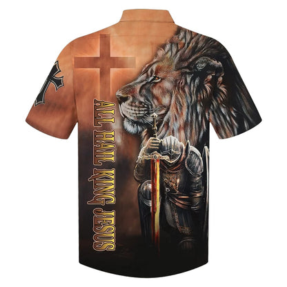 All Hail King Jesus And Lion Hawaiian Shirt - Best Hawaiian Shirts - Christian Hawaiian Shirt