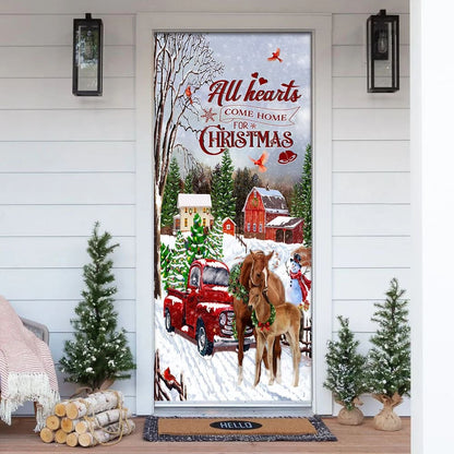 All Hearts Come Home For Christmas - Horse Door Cover - Christmas Horse Decor