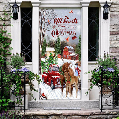 All Hearts Come Home For Christmas - Horse Door Cover - Christmas Horse Decor