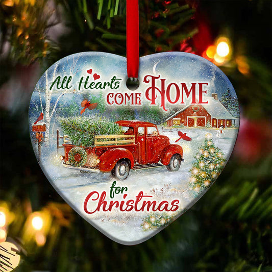 All Hearts Come Home Heart Ornament - Christmas Ornament - Ciaocustom