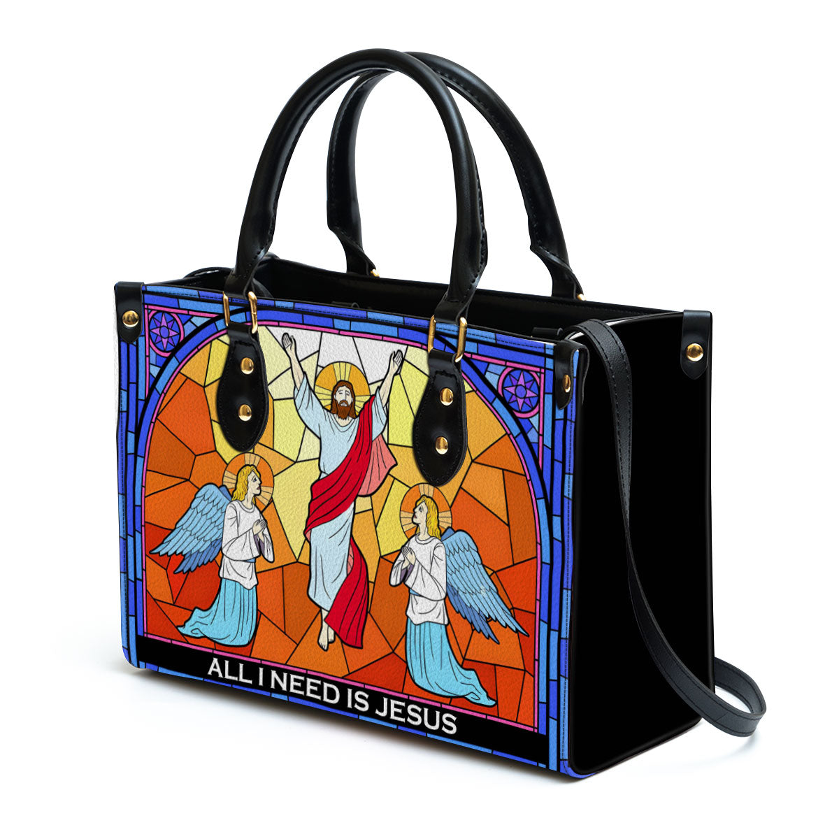 All I Need Is Jesus Christian Inspirational Zippered Leather Handbag With Handle - Gifts For Women Of God