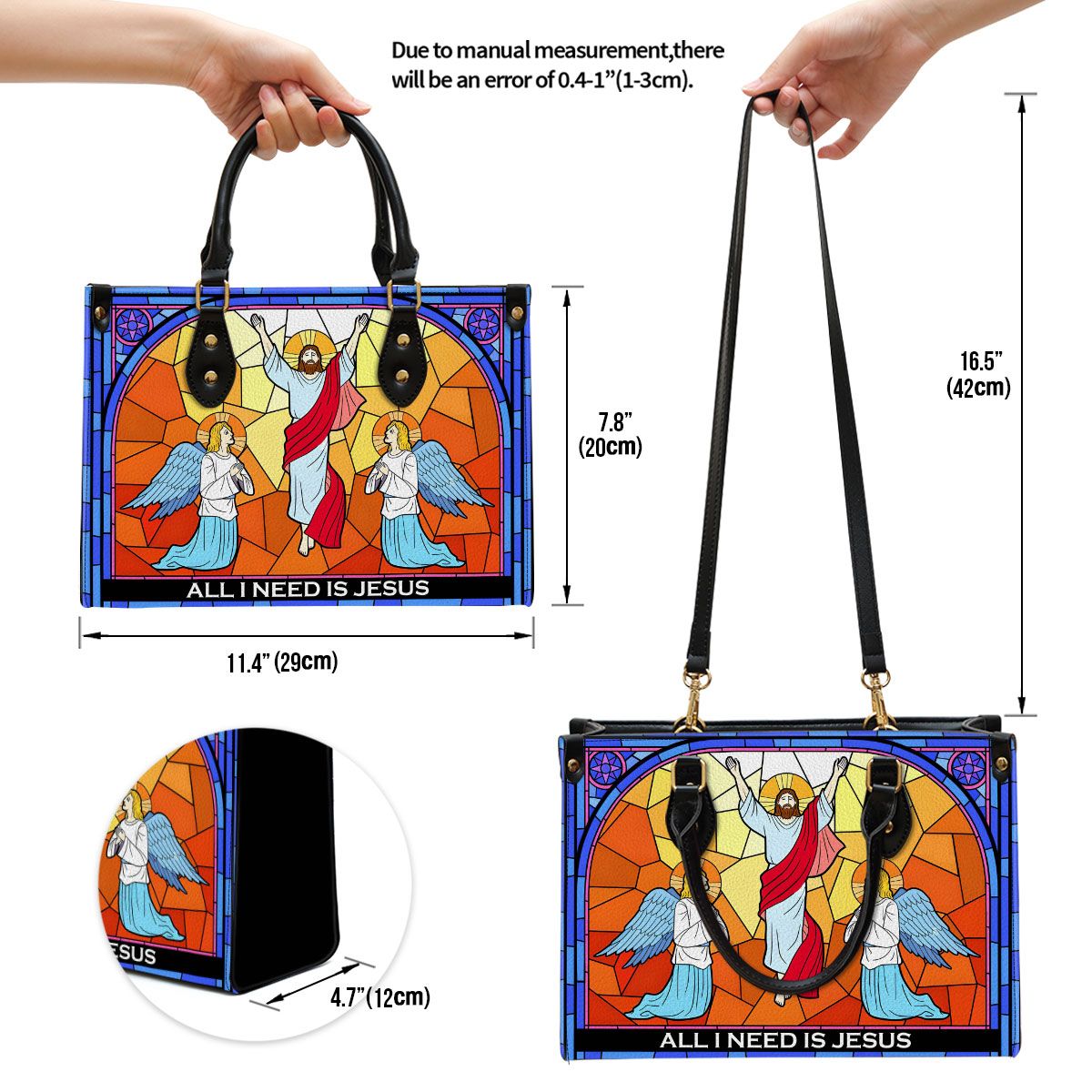 All I Need Is Jesus Christian Inspirational Zippered Leather Handbag With Handle - Gifts For Women Of God