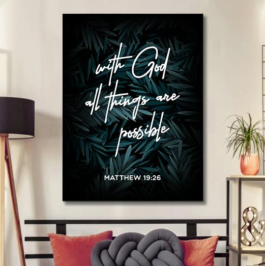 All Things Are Possible Canvas - Religious Canvas Art - Christian Canvas Wall Art - Ciaocustom