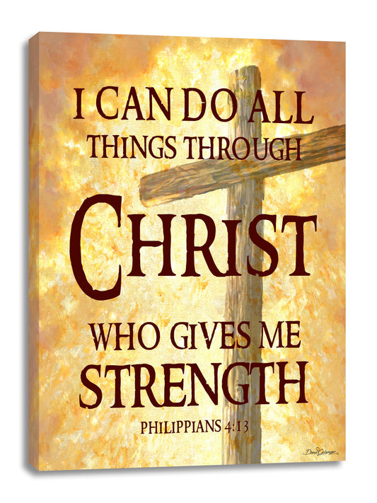 All Things Through Christ Canvas Wall Art - Christian Wall Decor - Religious Gift