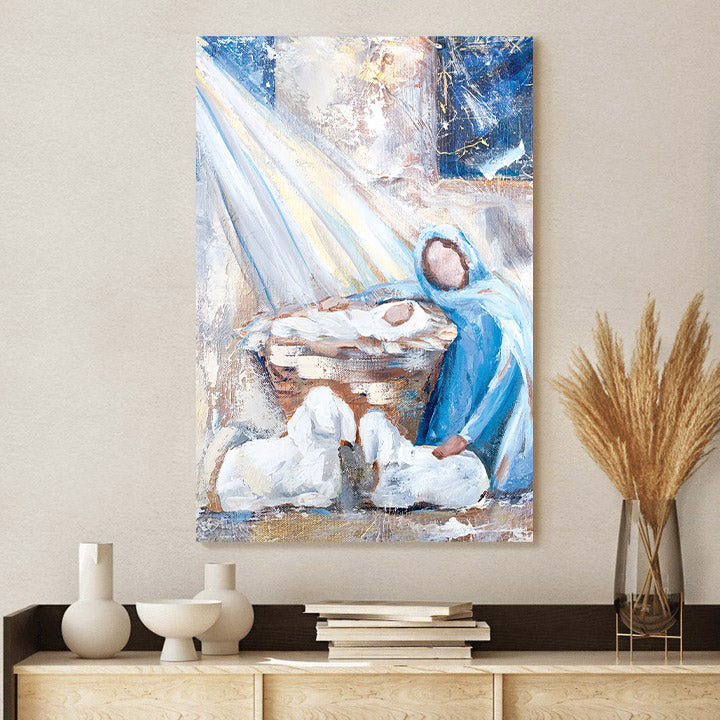 All is Calm Baby Jesus and Mary Paper Print - Jesus Painting On Canvas - Religious Canvas Painting