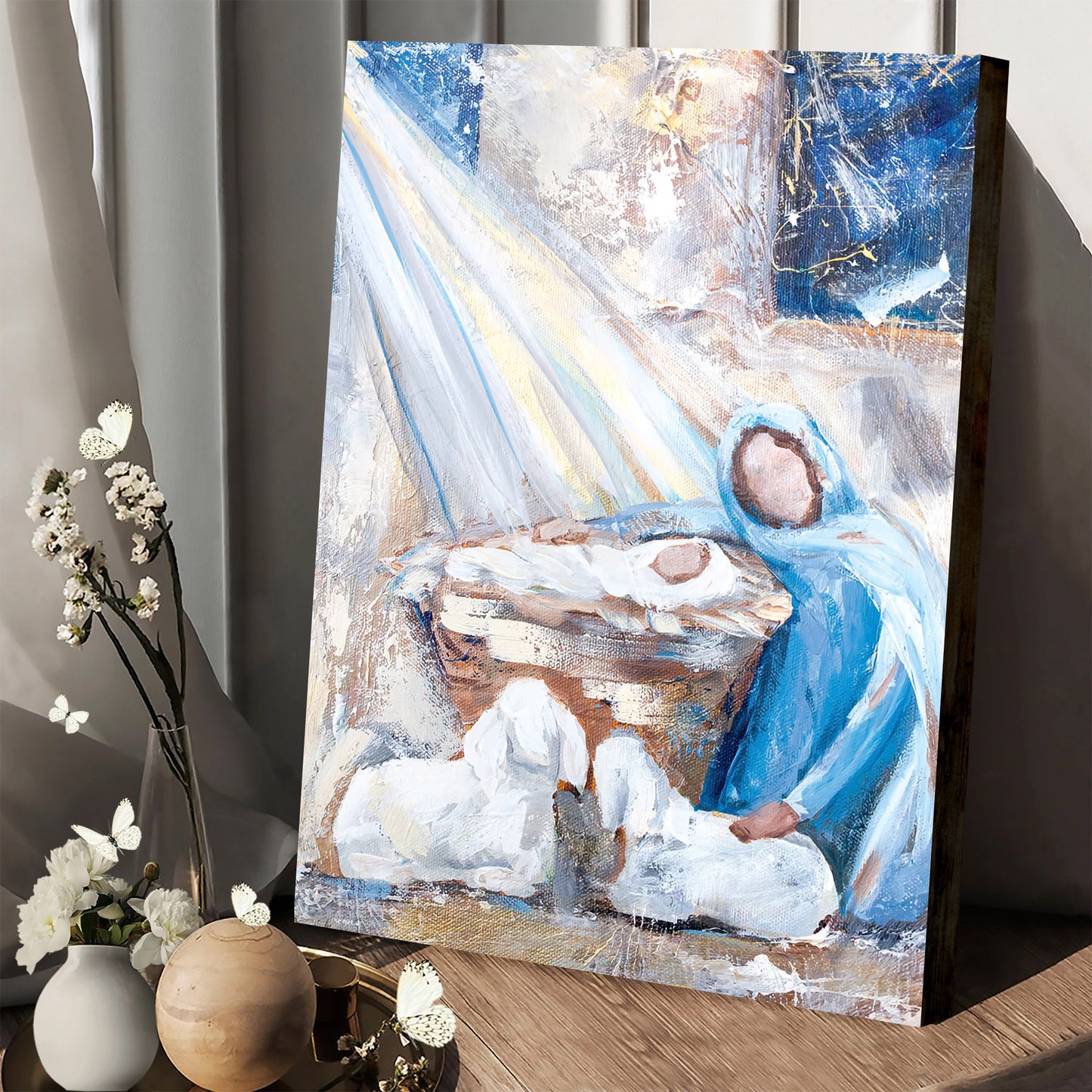 All is Calm Baby Jesus and Mary Paper Print - Jesus Painting On Canvas - Religious Canvas Painting