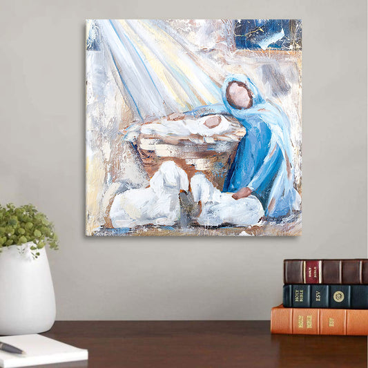 All is Calm Baby Jesus and Mary Paper Print - Religious Canvas Painting - Religious Posters