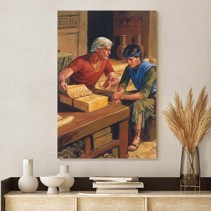 Alma The Younger Counseling His Son Canvas Pictures - Religious Canvas Wall Art - Scriptures Wall Decor