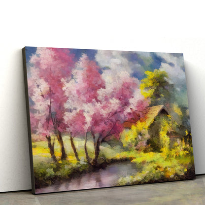 Almond Tree Nature Forest Painting Wall Art Decor - Canvas Wall Decor - Home Decor Living Room