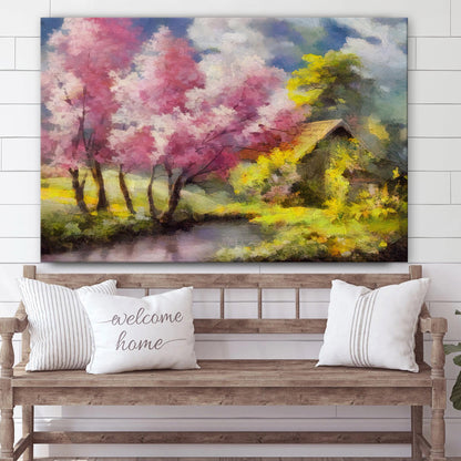 Almond Tree Nature Forest Painting Wall Art Decor - Canvas Wall Decor - Home Decor Living Room