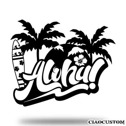 Aloha Metal Sign - Decorative Metal Wall Art - Metal Signs Outdoor