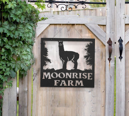 Alpaca Metal Custom Farm Sign Personalized With Your Name - Metal Farm Signs - Farmer Gifts