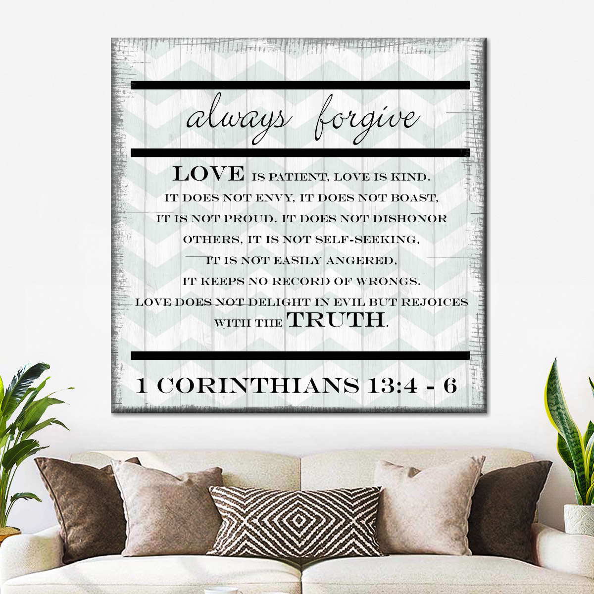 Always Forgive Square Canvas Wall Art - Bible Verse Wall Art Canvas - Religious Wall Hanging