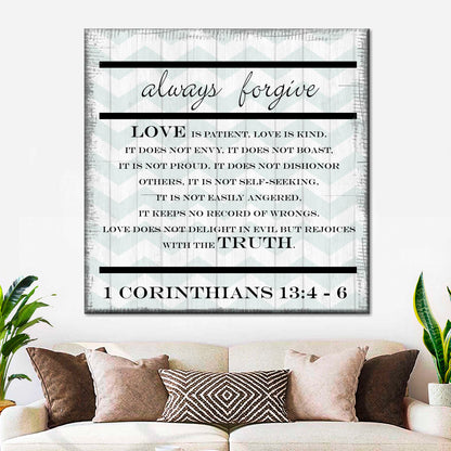 Always Forgive Square Canvas Wall Art - Bible Verse Wall Art Canvas - Religious Wall Hanging