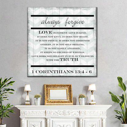 Always Forgive Square Canvas Wall Art - Bible Verse Wall Art Canvas - Religious Wall Hanging