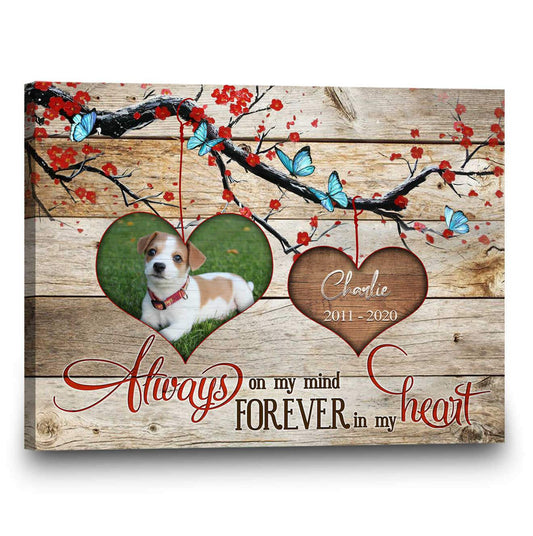 Always On My Mind Personalized Pet Memorial Canvas Wall Art  - Pet Memorial Gifts