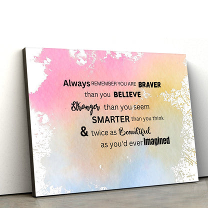 Always Remember You Are Framed Inspirational Wall - Canvas Picture - Jesus Canvas Pictures - Christian Wall Art