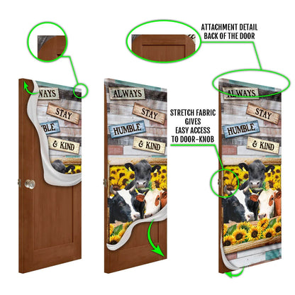 Always Stay Humble & Kind Cow Sunflower Door Cover - Religious Door Decorations
