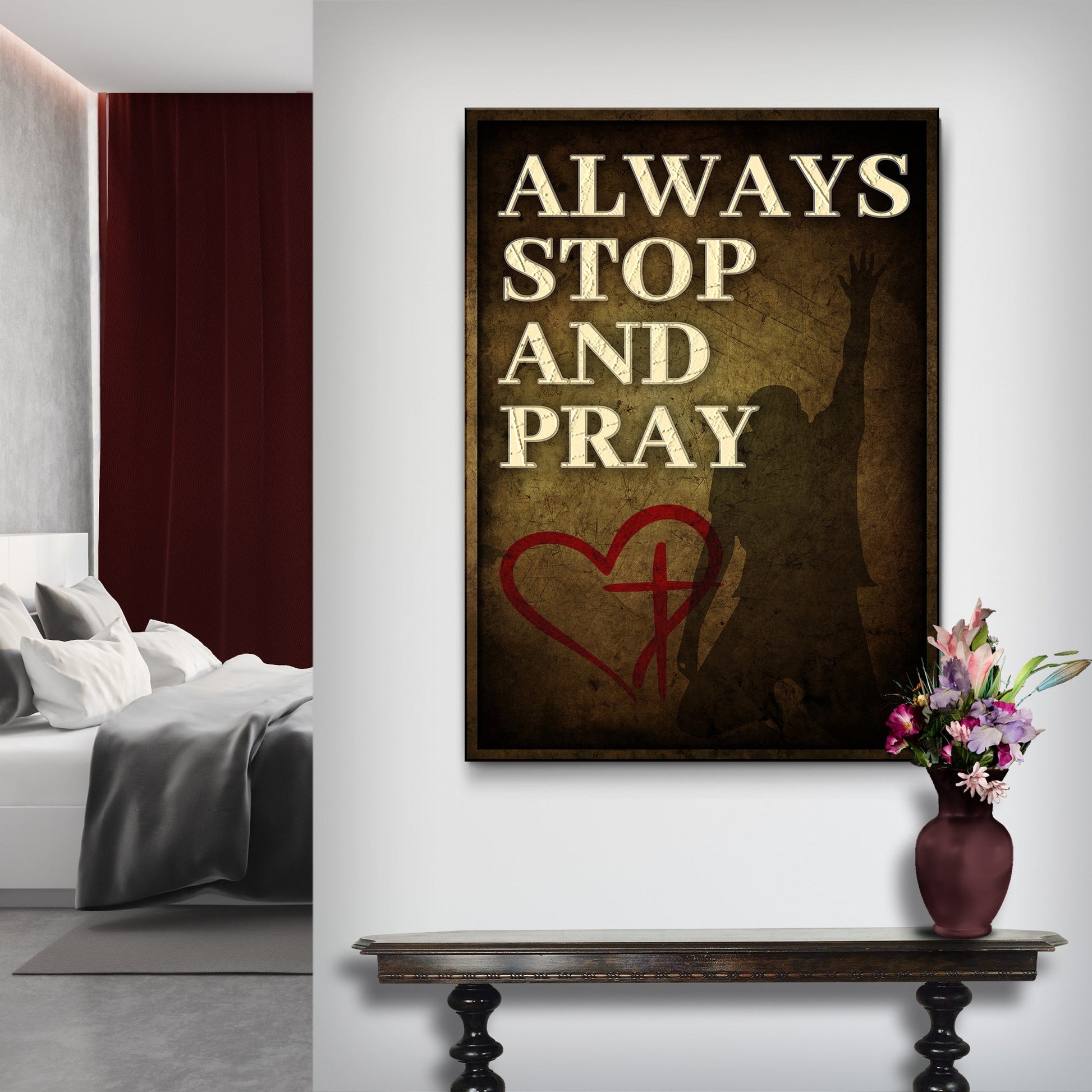 Always Stop And Pray 1 Canvas Wall Art - Christian Wall Decor - Bible Verse Canvas Art