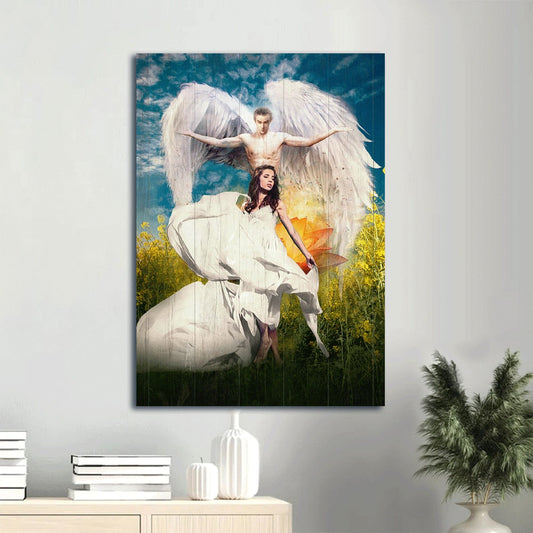 Amazing Angel Wings And Beautiful Girl Canvas Wall Art - Gift For Christian