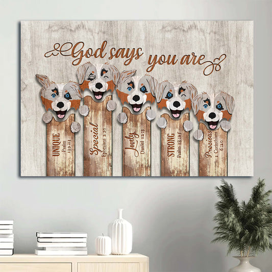 Amazing Australian Shepherd God Says You Are Canvas Wall Art - Christian Wall Decor