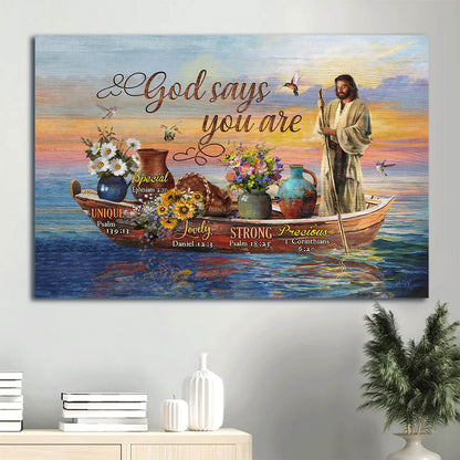 Amazing Boat Gorgeous Flower Pot Awesome Hummingbird God Says You Are Canvas Wall Art - Christian Wall Decor