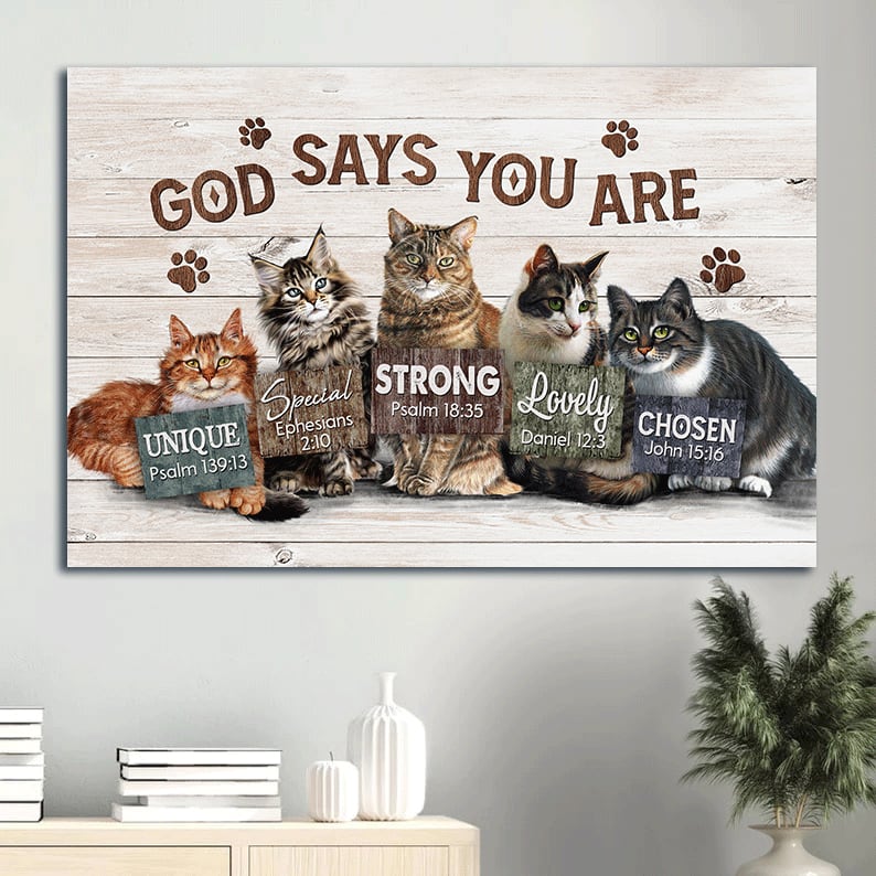 Amazing Cat Gift For Cat Lover God Says You Are Canvas Wall Art - Christian Wall Decor