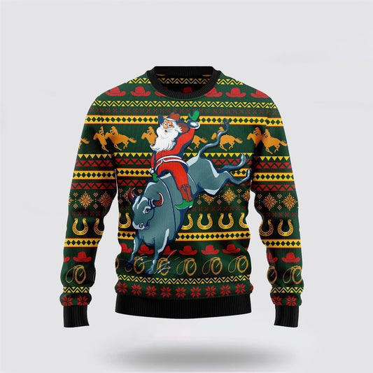 Amazing Cowboy Santa Claus Ugly Christmas Sweater For Men And Women, Best Gift For Christmas, The Beautiful Winter Christmas Outfit