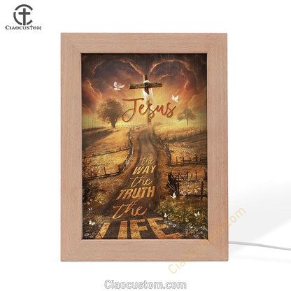 Amazing Farm, Pretty Sunset, Daisy Field, Jesus The Way, The Truth, The Life Frame Lamp