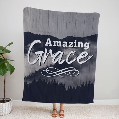 Amazing Grace Fleece Blanket - Christian Blanket - Bible Verse Blanket