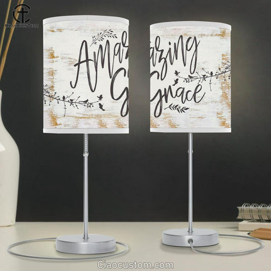 Amazing Grace How Sweet The Sound - Old Country Church - Christian Table Lamp For Bedroom - Christian Room Decor