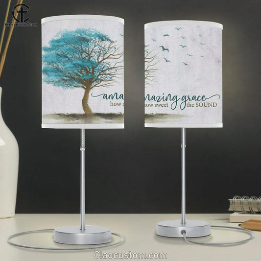 Amazing Grace How Sweet The Sound Christian Table Lamp For Bedroom Print - Christian Room Decor