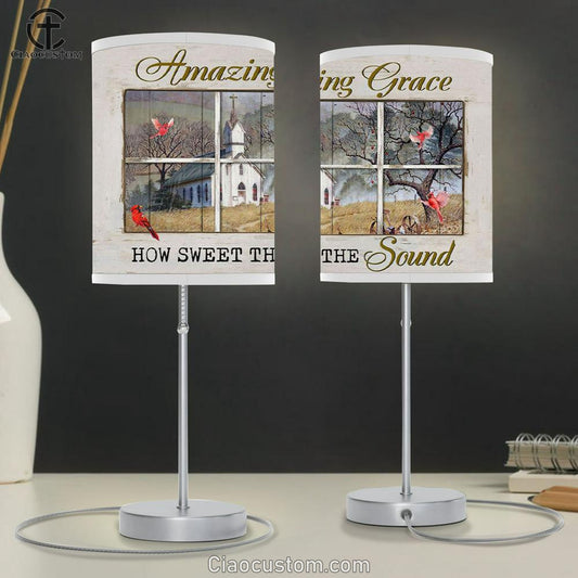 Amazing Grace How Sweet The Sound Farmhouse Style Table Lamp For Bedroom - Christian Room Decor