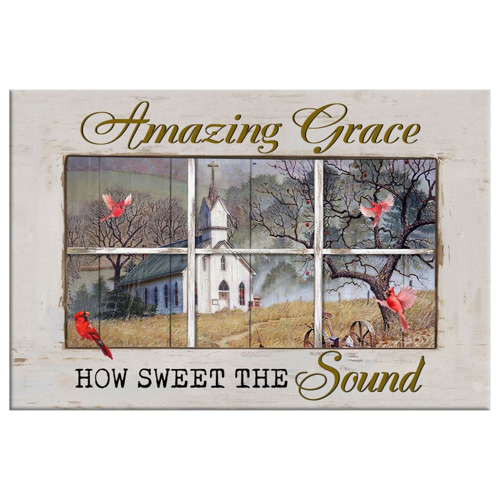 Amazing Grace How Sweet The Sound, Old Country Church, Christian Wall Art Canvas - Religious Wall Decor