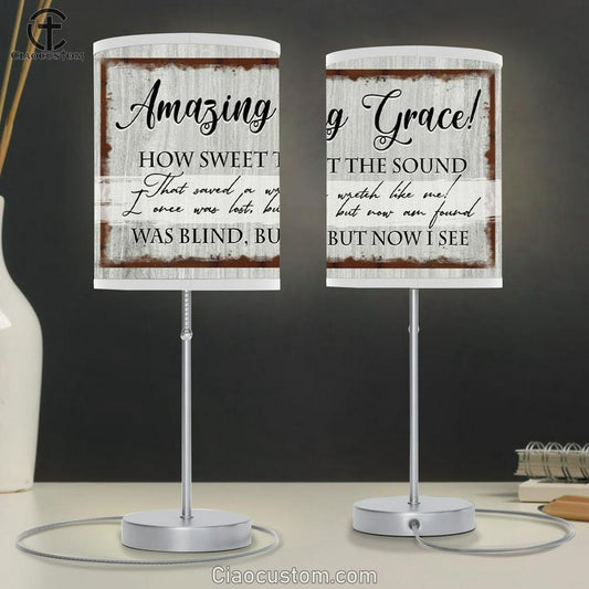 Amazing Grace How Sweet The Sound Table Lamp For Bedroom Print - Christian Room Decor