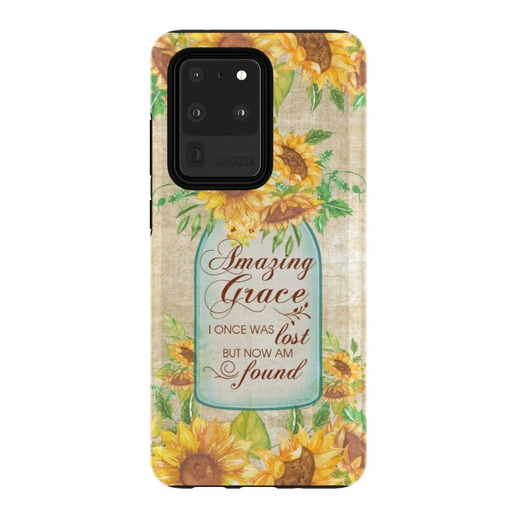 Amazing Grace I Once Was Lost But Now Am Found Sunflower Christian Phone Case - Bible Verse Phone Cases Samsung