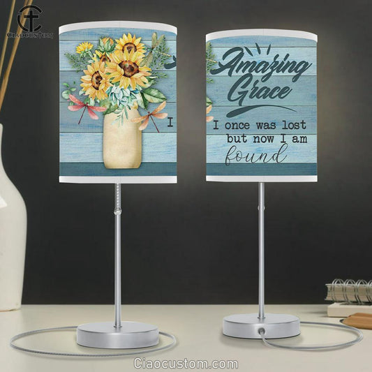 Amazing Grace I Once Was Lost But Now I Am Found Christian Table Lamp For Bedroom Print - Christian Room Decor
