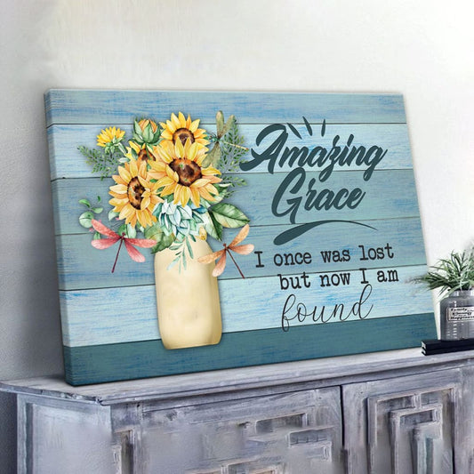 Amazing Grace I Once Was Lost But Now I Am Found Christian Wall Art Canvas Print - Religious Wall Decor