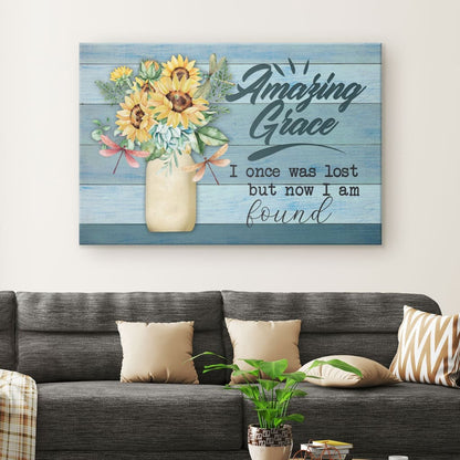 Amazing Grace I Once Was Lost But Now I Am Found Christian Wall Art Canvas Print - Religious Wall Decor