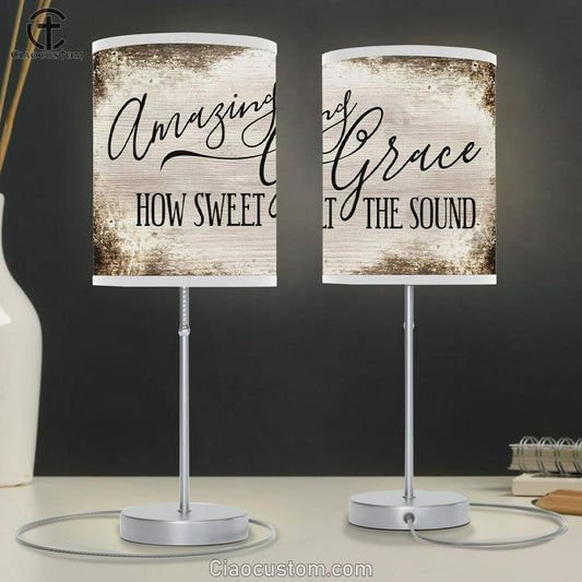Amazing Grace Lamp Art - Christian Table Lamp For Bedroom - Christian Room Decor