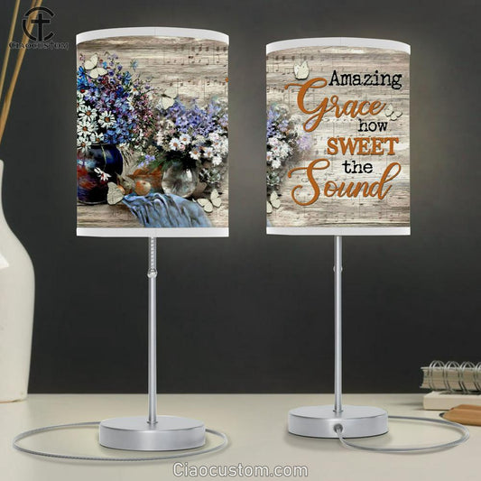 Amazing Grace Lamp Art Amazing Grace How Sweet The Sound Table Lamp Print - Christian Room Decor
