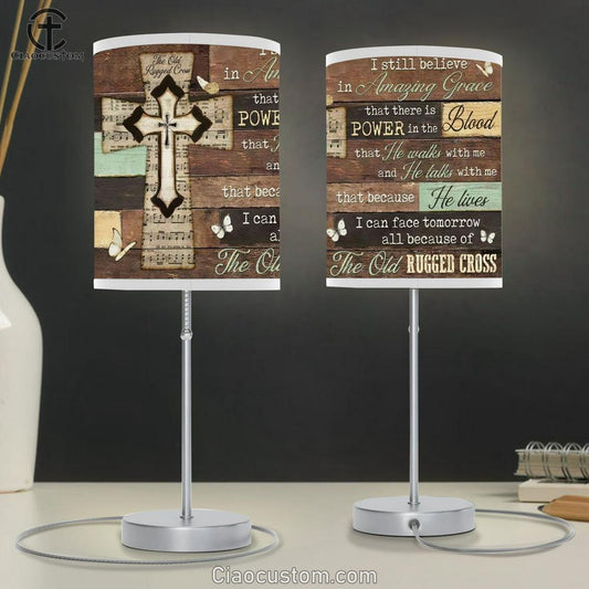 Amazing Grace, Music Sheet, Wall Planks, The Old Rugged Cross Table Lamp