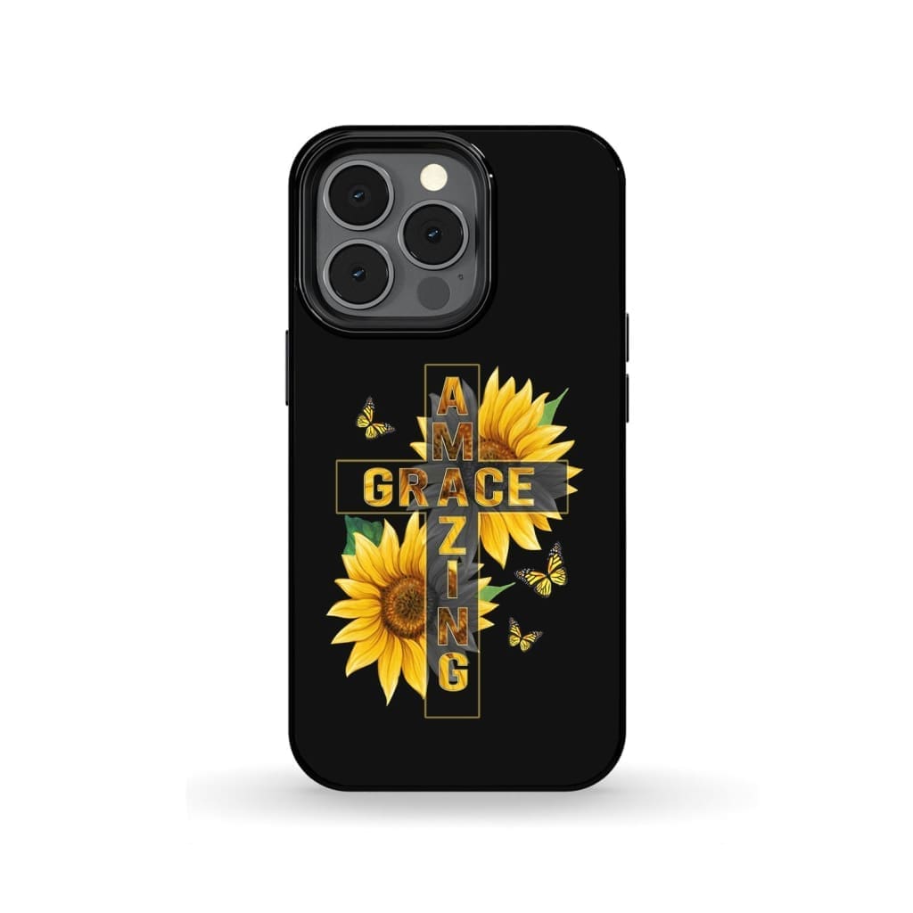 Amazing Grace Sunflower Phone Case - Bible Verse Phone Cases Samsung