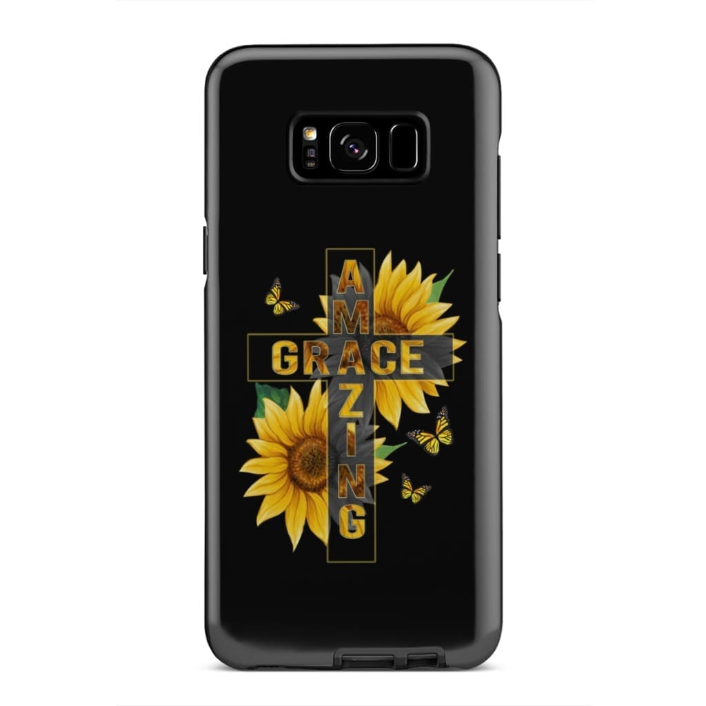 Amazing Grace Sunflower Phone Case - Bible Verse Phone Cases Samsung