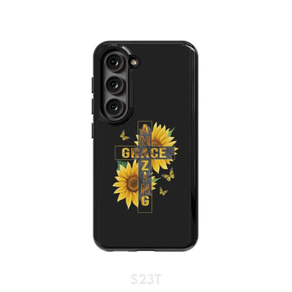 Amazing Grace Sunflower Phone Case - Bible Verse Phone Cases Samsung