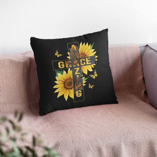 Amazing Grace Sunflower Pillow