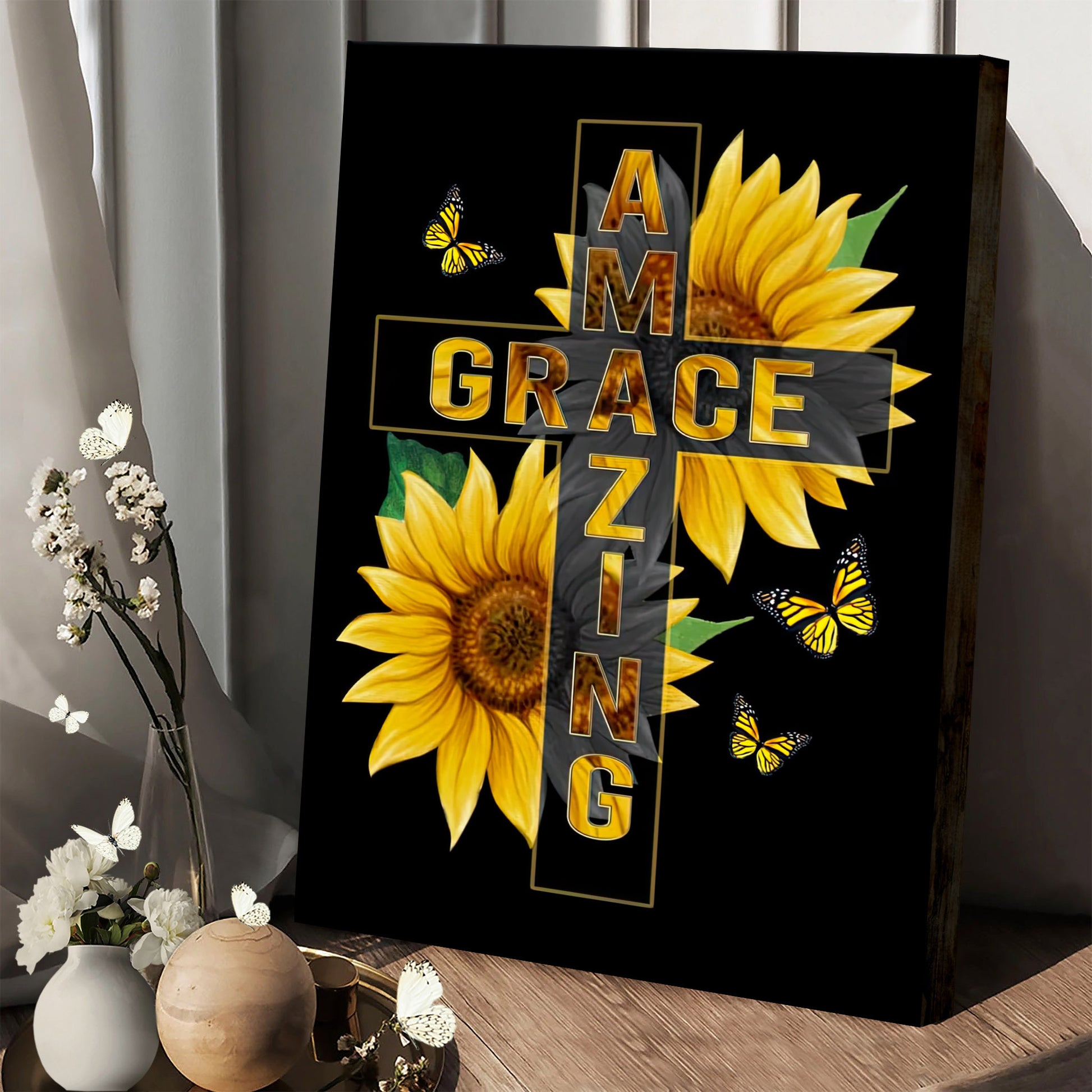 Amazing Grace Sunflower Wall Art Canvas - Hanging On Canvas